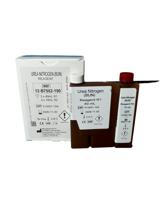BUN (Urea Nitrogen) Reagent Set 12-B7552-150, R1: 3 x 40 mL, R2: 3 x 10 mL (5390010637) | HORIBA® (Pointe Scientific)