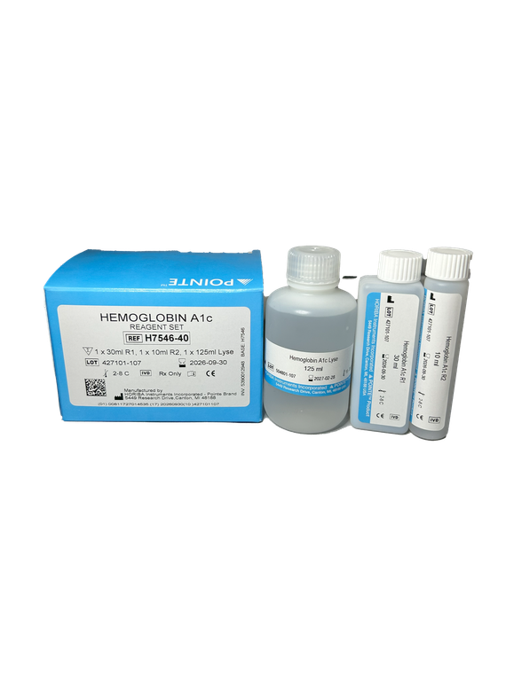 Hemoglobin A1c Reagent Set H7546-40, R1: 1 x 30 mL, R2: 1 x 10 mL, Lyse: 1 x 125 mL (5390012948) | HORIBA® (Pointe Scientific)
