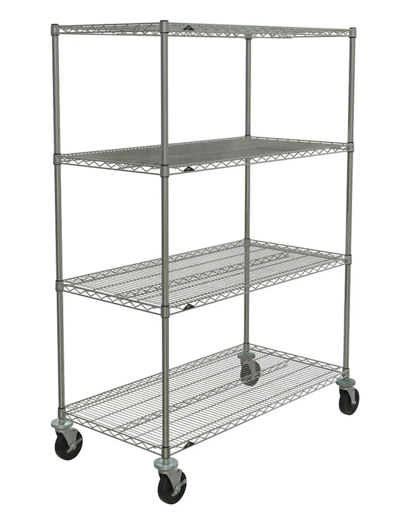 Metro™ SE-247280C-MU-4 Super Erecta® 4-Shelf Industrial Wire Shelving Stem Caster Cart, Chrome, 24" x 72" x 80"