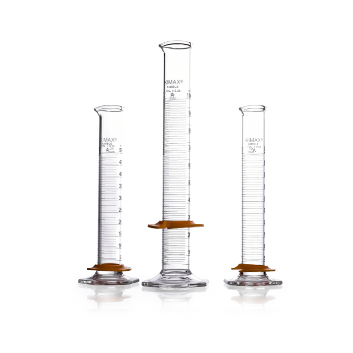 KIMBLE® KIMAX® Graduated Cylinders, Class A, with Single Scale and Bumper