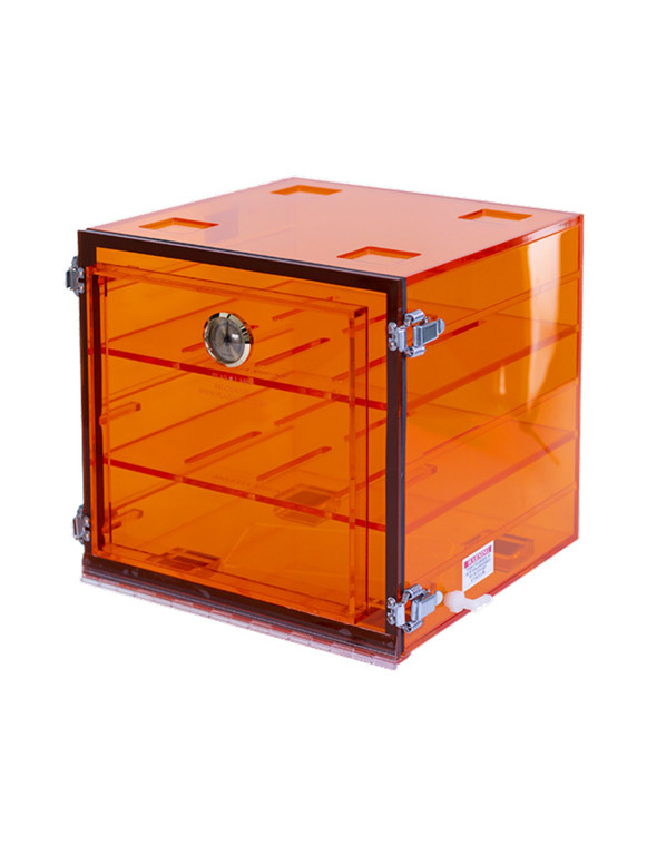 Plas-Labs® 860-CG Acrylic Desiccator with Gas Port; 12"W x 12"H x 12"D | 2 Perforated Shelves