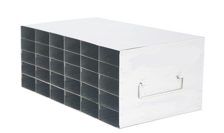 Stainless Steel Upright Freezer Rack for 80 Place Tube Boxes, 6 x 5 Configuration, 30 Box Capacity