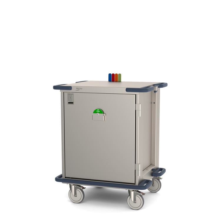 Metro™ CaseVue CV24LS-NBF-W1 Surgical Case Cart® with Solid Door, Color Flags, and Pullout Wire Shelf®, 33.5"W x 28"D x 40.625" H