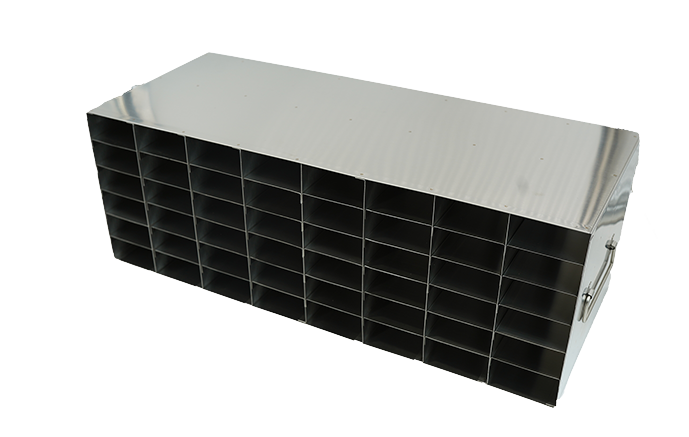 Stainless Steel Upright Freezer Rack for 80 Place Tube Boxes, 8 x 6 Configuration, 48 Box Capacity