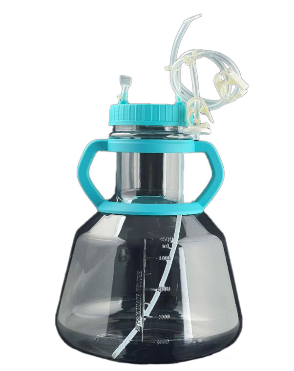3L Wide-mouth High Efficiency Erlenmeyer Flask with Bi-directional Transfer Cap with TPE Tube (50cm 1/8" ID 1/4" OD), Vent Filter (0.22 μm Φ24mm), Sterile, 1/pk, 4/cs