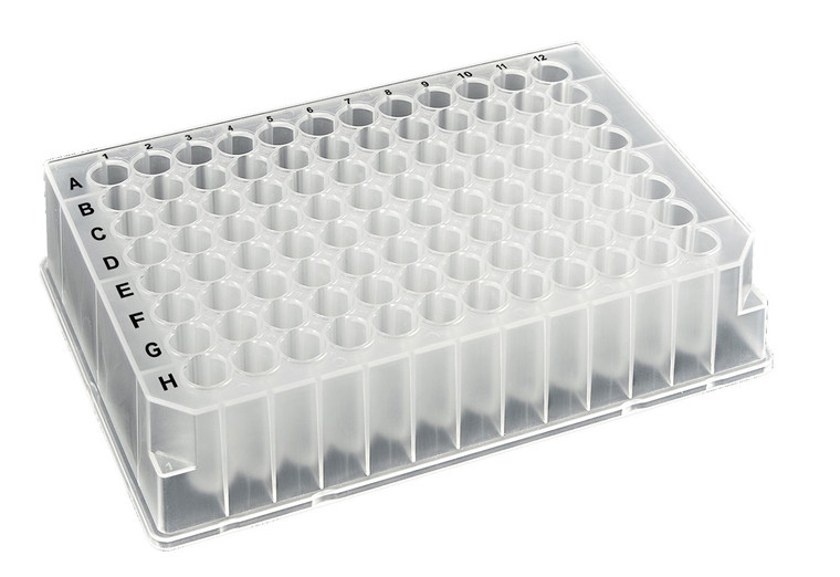 Deep Well Plate, 96 Round Well, 1.1mL, 27.0mm height, U-bottom, Black Alphanumeric Printing, PP, 10 bags of 5 pieces, 50 / CS