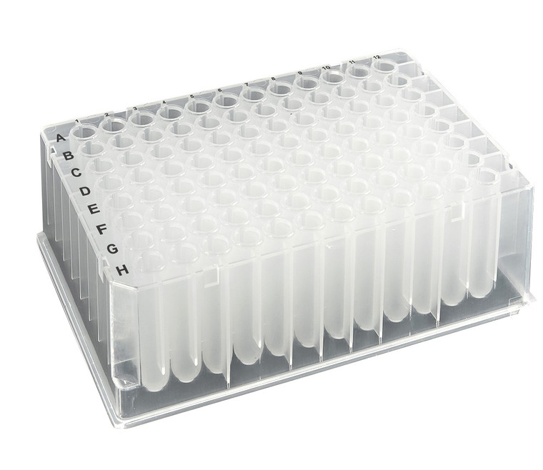 CellPro™ Deep Well Plate, 96 Round Well, 1.2mL, 42.5mm height, F-bottom, for ABgene™ , Black Alphanumeric Printing, PP, 10 bags of 5 pieces, 50 / CS