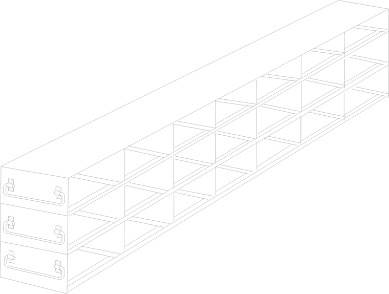 Upright Stainless-Steel Freezer Rack for 50-Cell Hinged Top Plastic Boxes, 7 x 3 Configuration, 21 Box Capacity