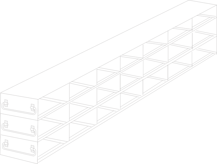 Upright Stainless-Steel Freezer Rack for 50-Cell Hinged Top Plastic Boxes, 7 x 6 Configuration, 42 Box Capacity
