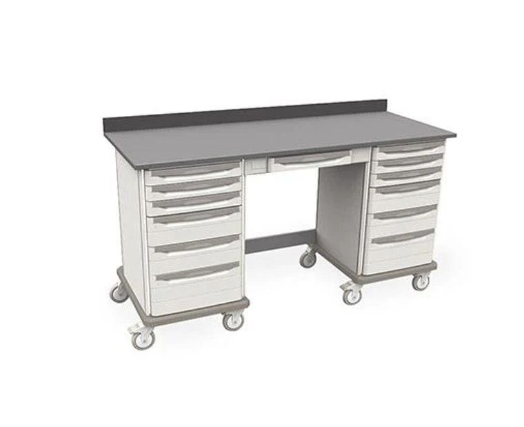 Metro™ Starsys Triple Kneewell Mobile WorkCenter with epoxy Resin Top, 28.6" x 63.2" x 39.5"