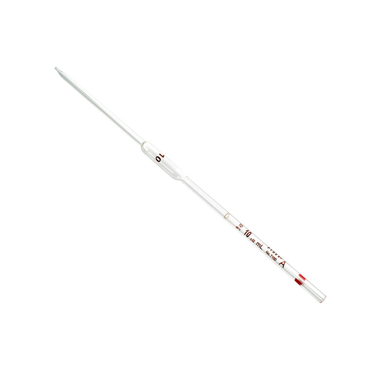 Reusable Glass Volumetric Pipets, Class A, Color-Coded, Colored Markings, 10/Pk