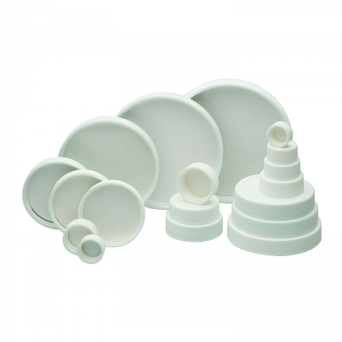 WHEATON® 28-410 White Polypropylene Screw Cap, Foamed PE Liner