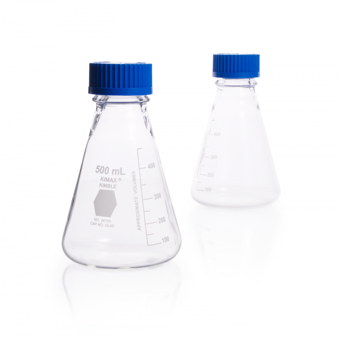 KIMBLE® KIMAX® Erlenmeyer Flask, Uncoated, GL 45 Thread, with Screw Cap
