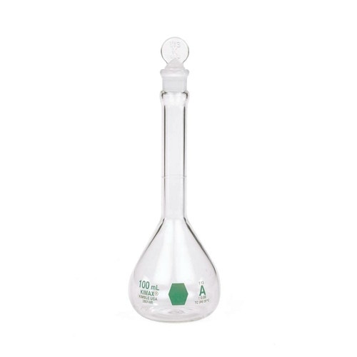 KIMBLE KIMAX Colorware Volumetric Flask, Class A, Green