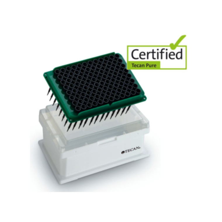 50uL Tecan™ Genesis Freedom®, Freedom EVO®, Fluent® and Miniprep with LiHa® Robotic Automation Tips (P50), Black Conductive, 96-Well Head/Tip Format, Sterile, Low Retention, Single Stack, 24 Tip Boxes x 96-Tips, 2304/Case