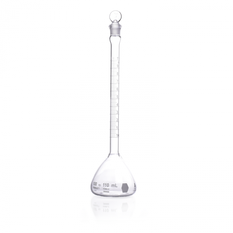 KIMBLE® KIMAX® Cassia 110m Volumetric Flask, Class A, TC, with Pennyhead Glass Stopper