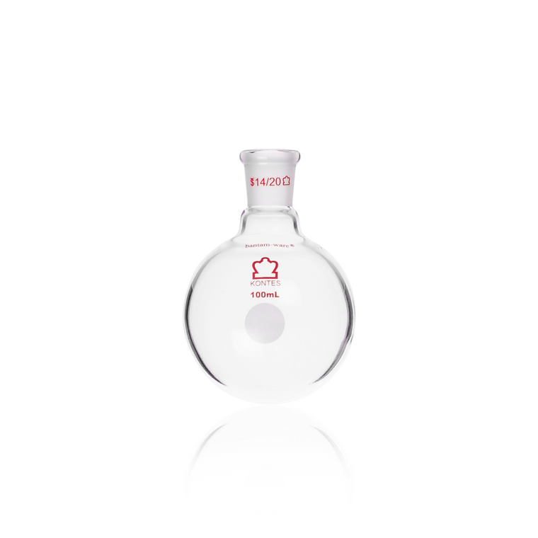 KIMBLE® KONTES® Single Neck, Heavy Wall, Round Bottom, Flask, 14/20