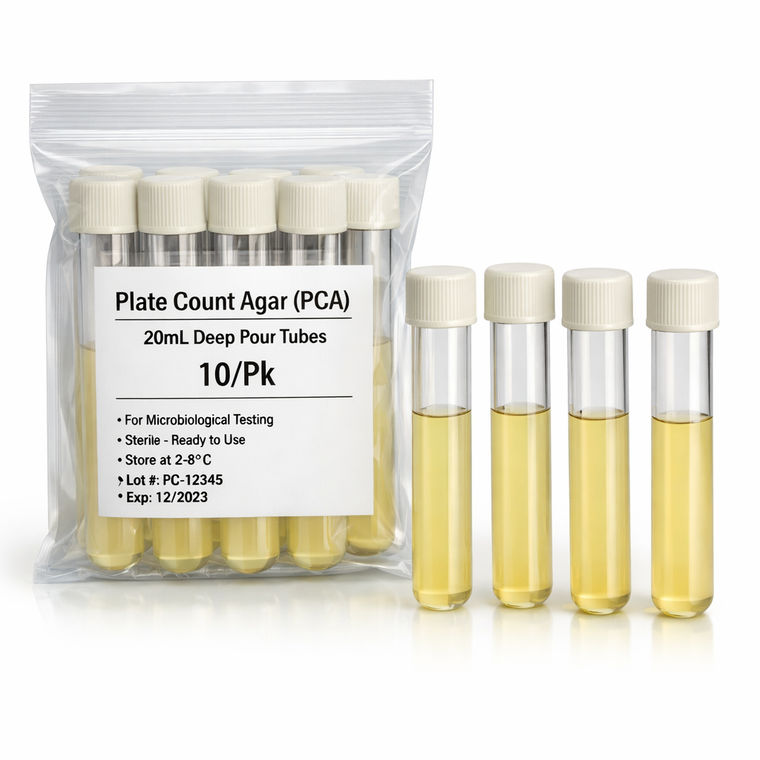 Plate Count Agar (PCA) 20mL Deep Pour Tubes, 10/Pk