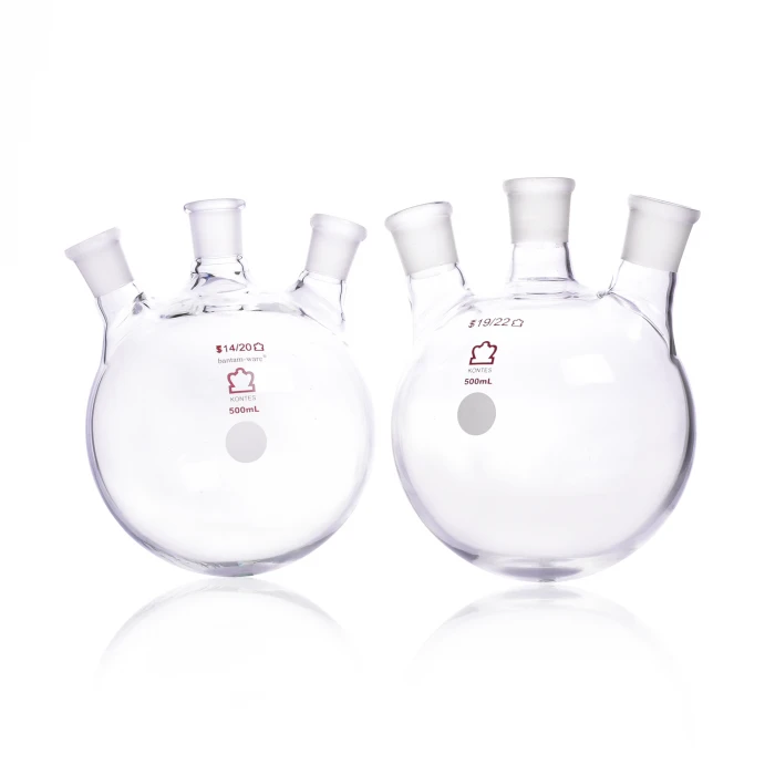 KIMBLE KONTES 500mL Angled, Three Neck, Round Bottom, Flasks