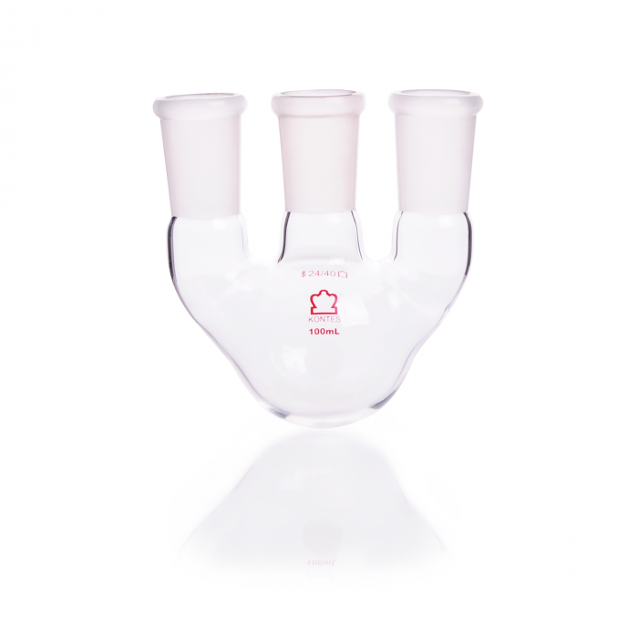 KIMBLE® KONTES® 100mL Three Vertical Neck Round Bottom Flask, 1/Case