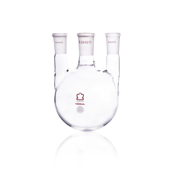 KIMBLE KONTES 1000mL Three Vertical Neck Round Bottom Flask