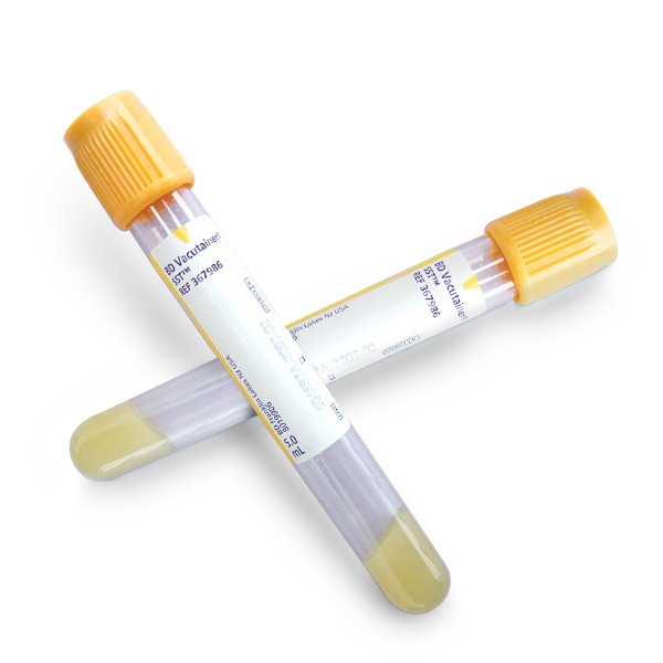 BD® 367986 Vacutainer™ Plus Plastic SST™ Blood Collection Tubes with Polymer Gel for Serum Separation, 13 x 100mm, 5mL Draw Volume, Paper Label and Gold Hemogard™ Closure, 1000/Case