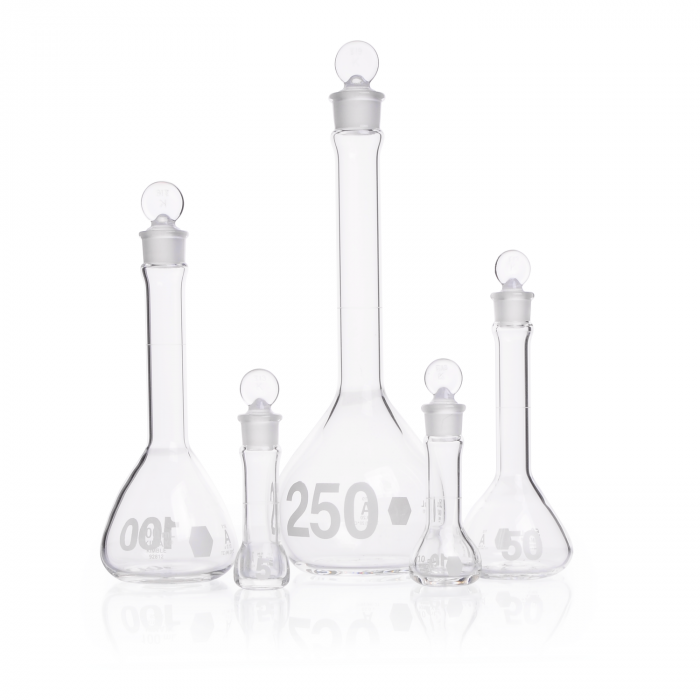 KIMBLE® KIMAX® Volumetric Flask, Class A, Heavy Duty, Wide-Mouth with Glass Stopper
