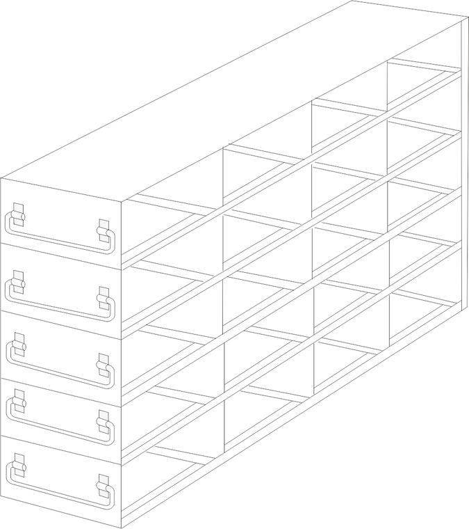 Upright Freezer Rack for 100- Place Slide Boxes, 4 x 5 Configuration, 20 Box Capacity
