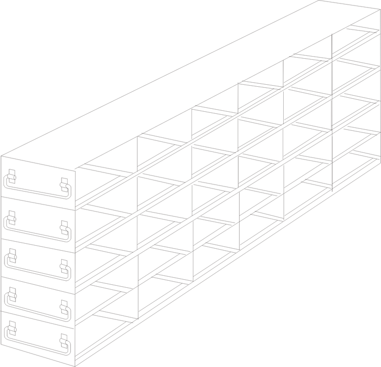 Upright Freezer Rack for 25-Place Slide Boxes, 6 x 5 Configuration, 30 Box Capacity