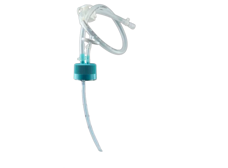1L PETG Square Storage Bottle 3-Port Transfer Cap, TPE Tube（60cm, 1/8" ID, 1/4" OD), Female Luer Connector with Male Sealing Plug, Vent Filter(0.22 µm, Membrane Area 4.5cm²), without Bottle, Sterile, 1/pk, 10/cs