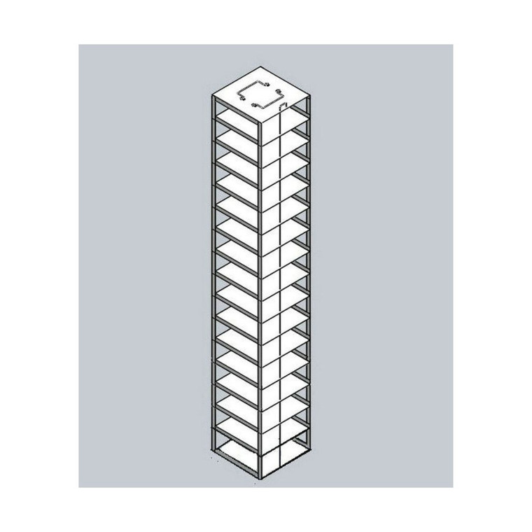 Vertical Freezer Rack for 100-Place Slide Boxes, Holds 16 boxes