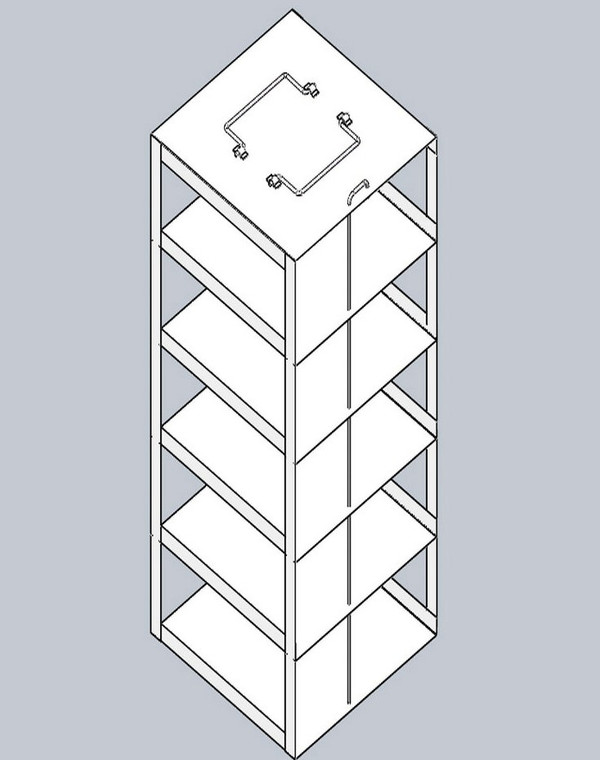 Vertical Freezer Rack for Mini 3" boxes, Holds 5 boxes