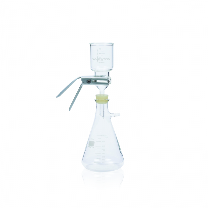 WHEATON® 47mm Filtration Assembly, With, No. 8 Stopper, and, Fritted Glass, Support, 1/Case