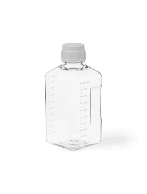 2L Square Media Storage Bottle, Polycarbonate (PC), Sterile, 6/pk, 12/cs