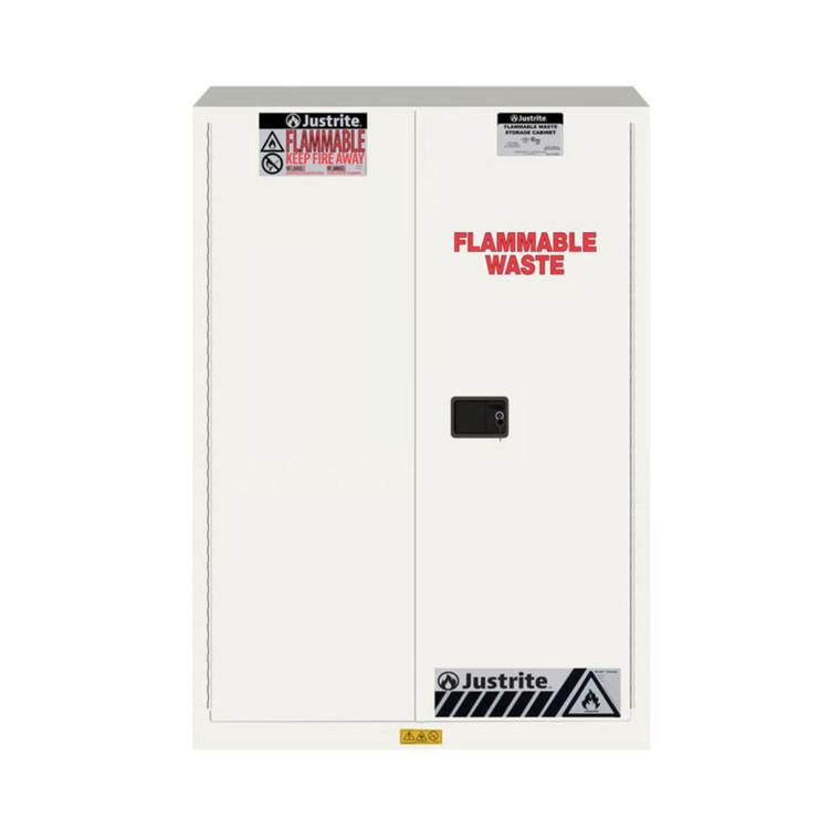 Sure-Grip® EX, White, 45 Gallon, 2 Shelves, 2 Doors, Flammable Waste Cabinet
