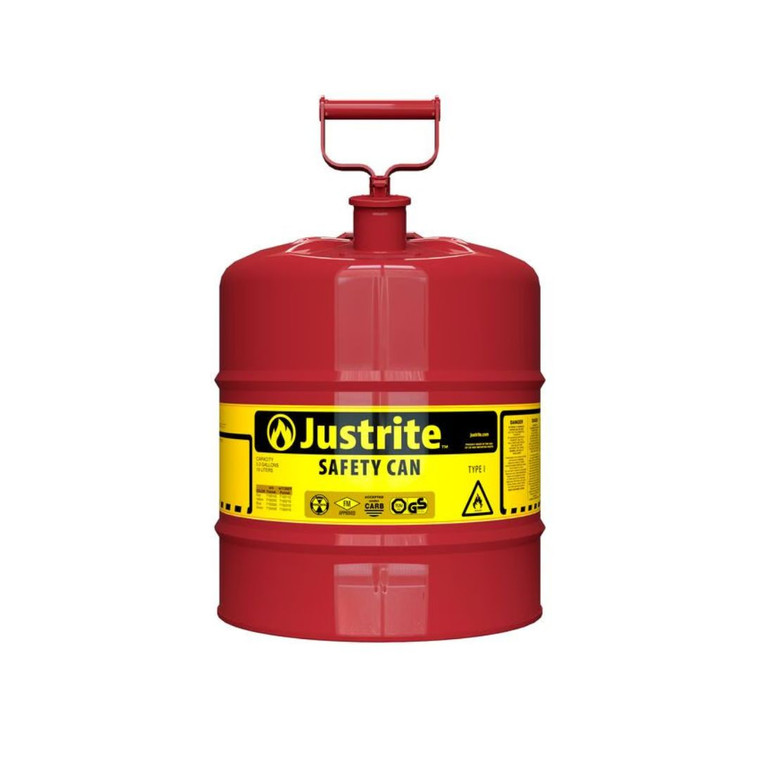 5 Gallon Steel Safety Can for Flammables, Type I, Flame Arrester, Red