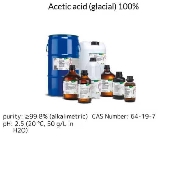 Acetic acid (glacial) 100%, 1 X 2.5 L (1000632510)
