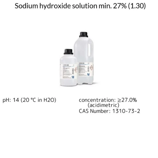 Sodium hydroxide solution min. 27% (1.30), 1 X 2.5 L (1055912500)
