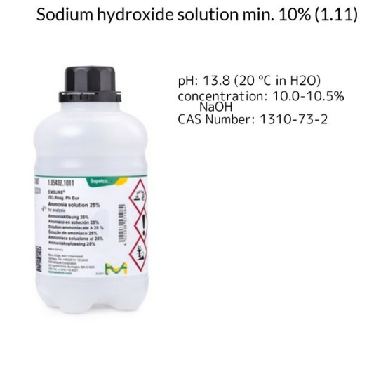 Sodium hydroxide solution min. 10% (1.11), 1 X 1 L (1055881000)