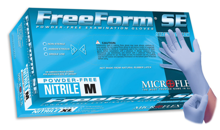 Microflex® FreeForm® SE FFS-700 Blue Nitrile Exam Gloves, 100/box, 1000/Case - Image 1