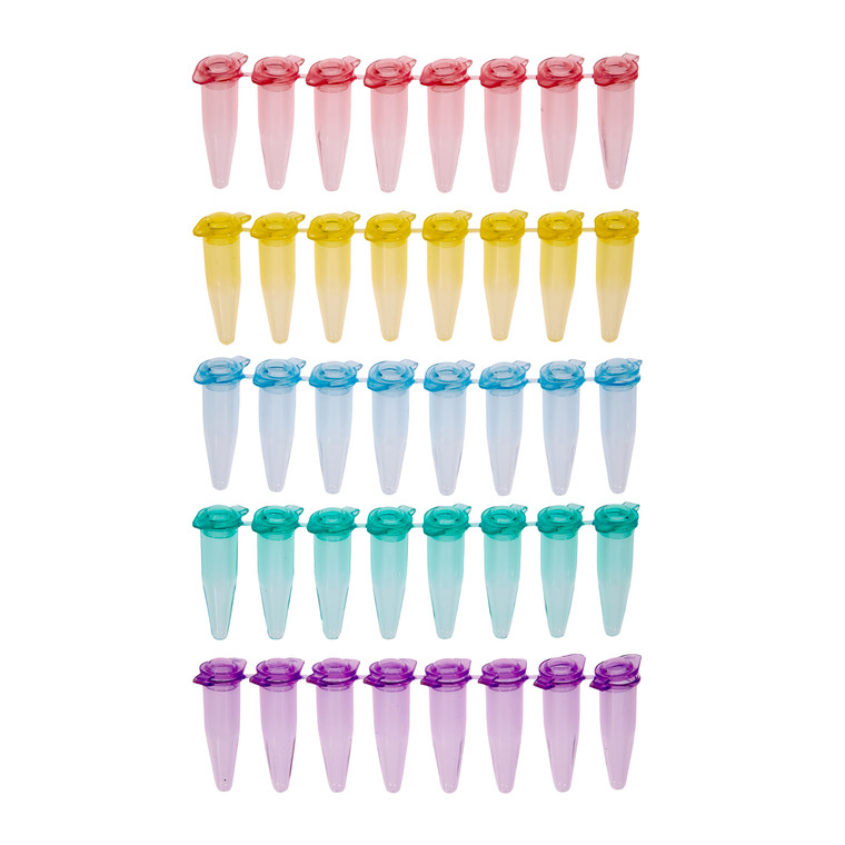 ProCycle™ 0.2mL 8-strip PCR tubes with separate dome caps, assorted colors, 125x8, 1000/PK