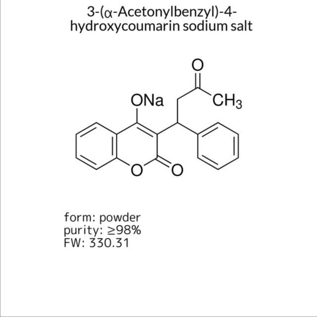 3-(α-Acetonylbenzyl)-4-hydroxycoumarin sodium salt, 1 X 10 g (A4571-10G)