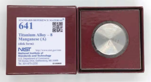 Spectroscopic titanium-base standards, titanium alloy, 8 Mn, 1 disc (NIST641)