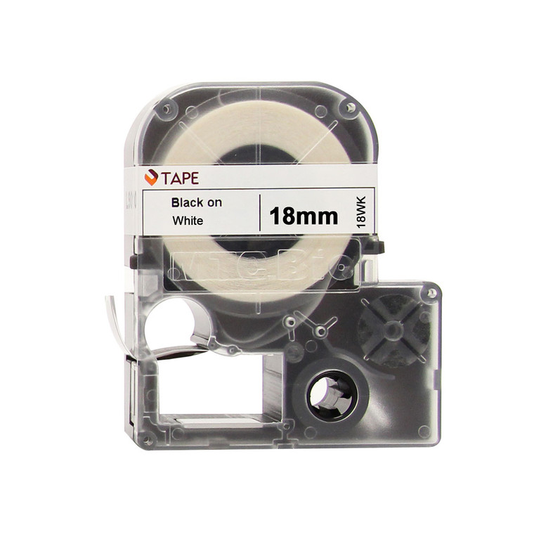 26' Cassette of 18mm lab tape, white w/ black print