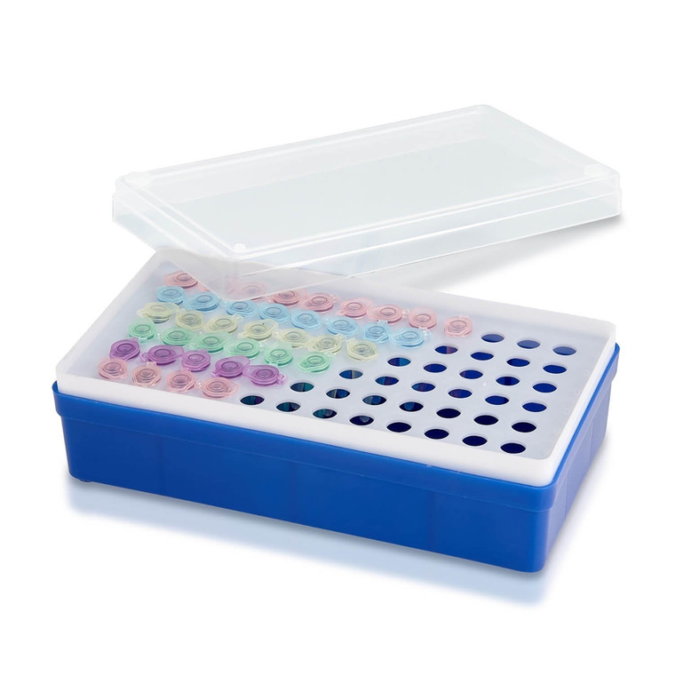 IceRack™ for 72 × 0.5mL tubes, detachable lid, tube platform, and base, numbered cavities, accepts snap cap and screw cap 0.5mL to 0.65mL tubes, 6/cs