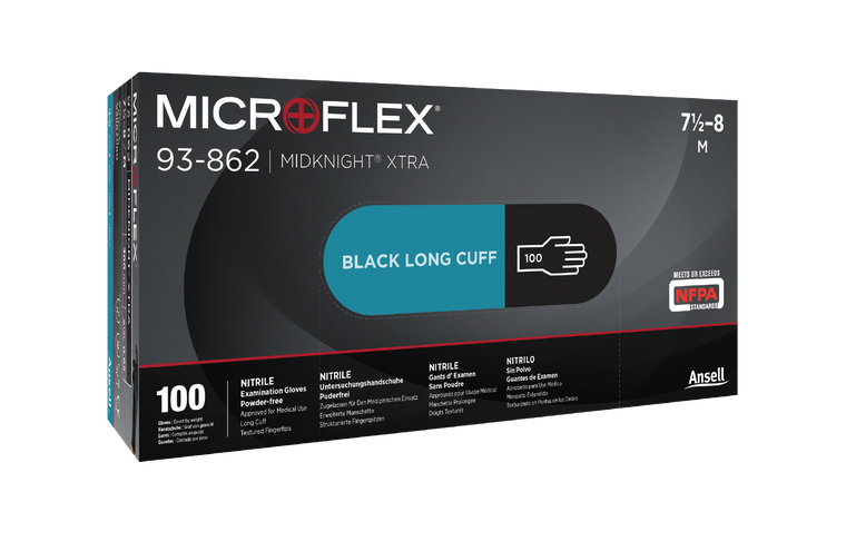 MICROFLEX® MidKnight XTRA 93-862 Black nitrile exam gloves