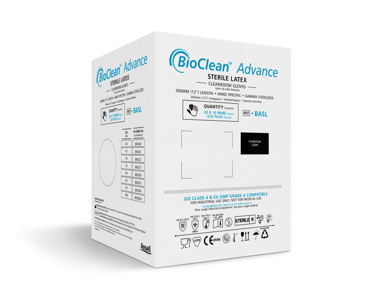 BioClean Advance BASL Sterile Latex Cleanroom Gloves, Class 10 (ISO 4)