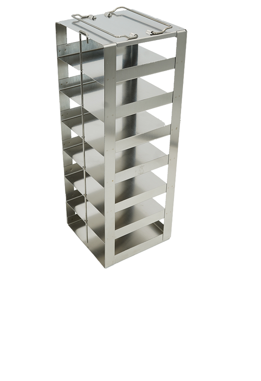 Stainless Steel Freezer Racks for 2" Boxes, Vertical Configuration, 7 Box Capacity