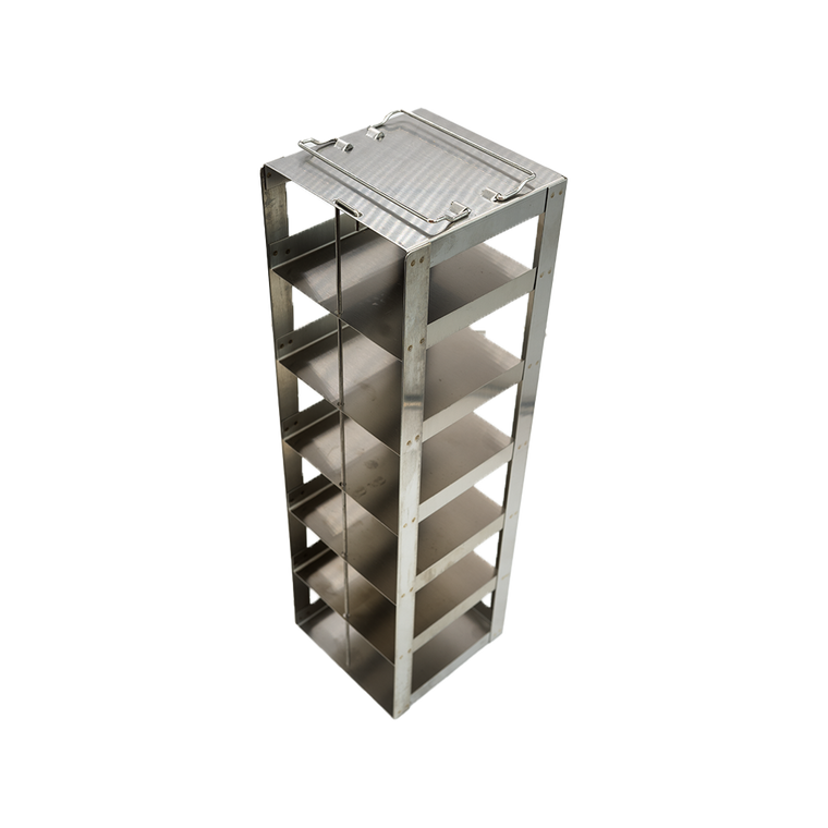 Stainless Steel Freezer Racks for 3" Boxes, Vertical Configuration, 6 Box Capacity