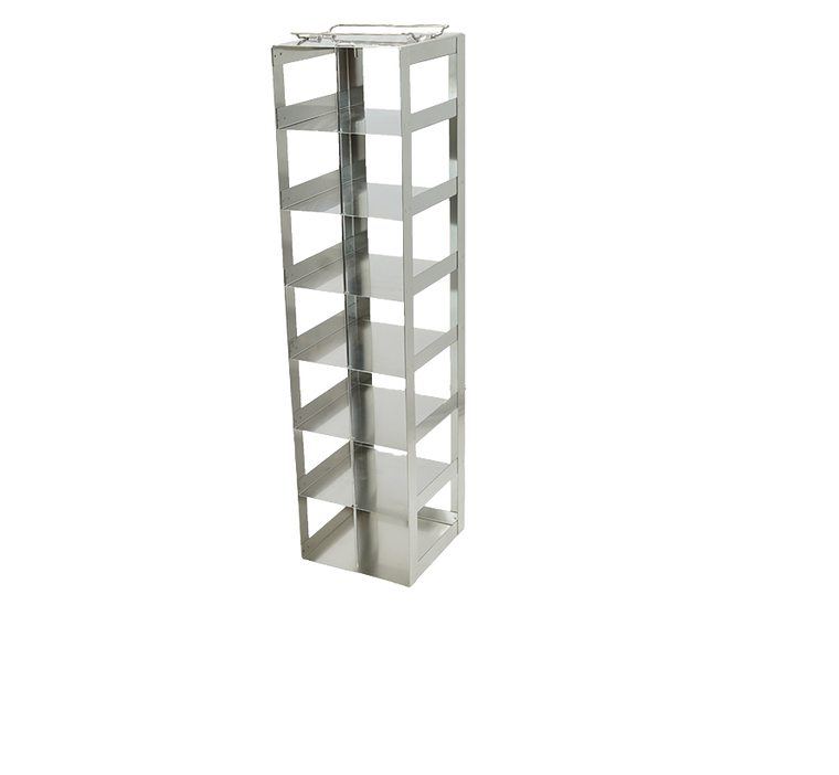 Stainless Steel Freezer Racks for 3" Boxes, Vertical Configuration, 7 Box Capacity